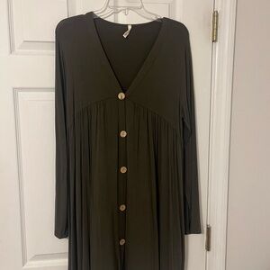 Olive Green Button-Down Dress